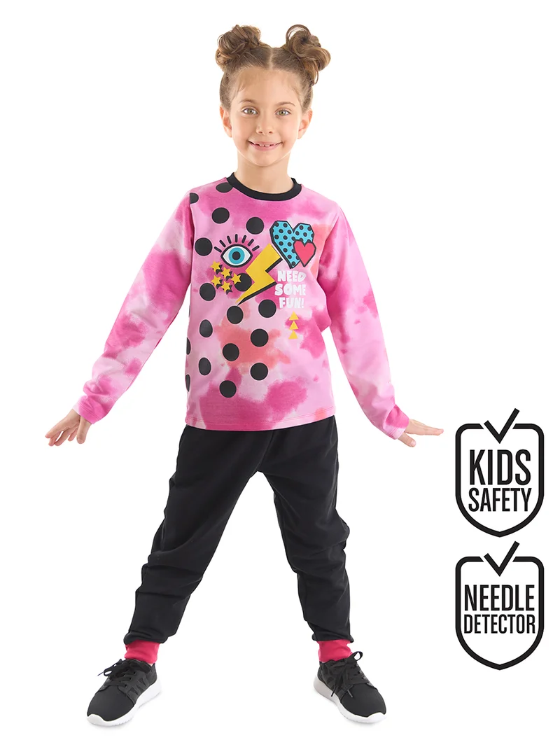 ج&مشب طقم تي شيرت وبنطلون بناتي بتصميم تاي داي كلاسيكي